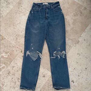 Abercrombie & Fitch Curve Love Dark Blue Straight Leg Jeans